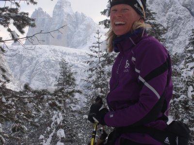 Tanja hat Spass vor den drei Zinnen