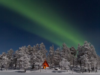 Ivalotrek mit Nordlicht