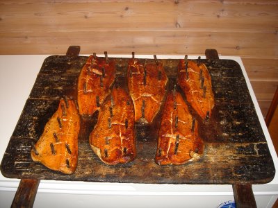 Salmon over a wood fire