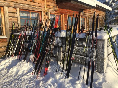 Pausa sulle piste di sci di fondo