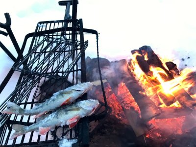 Pause de midi autour du feu !